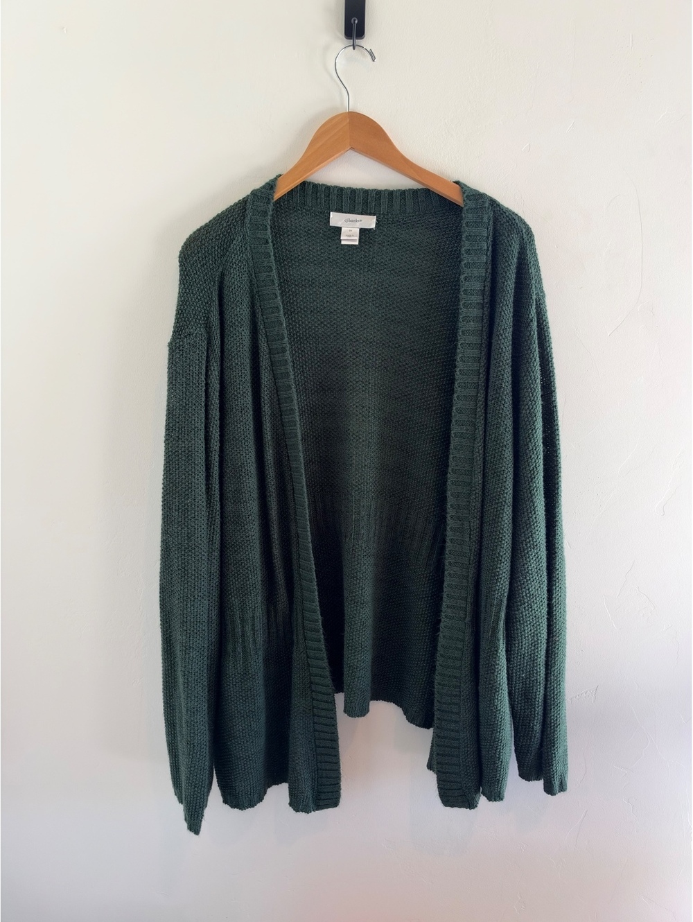 CJ Banks Green Open Front Knit Cardigan Sweater Women’s Plus Size 3X